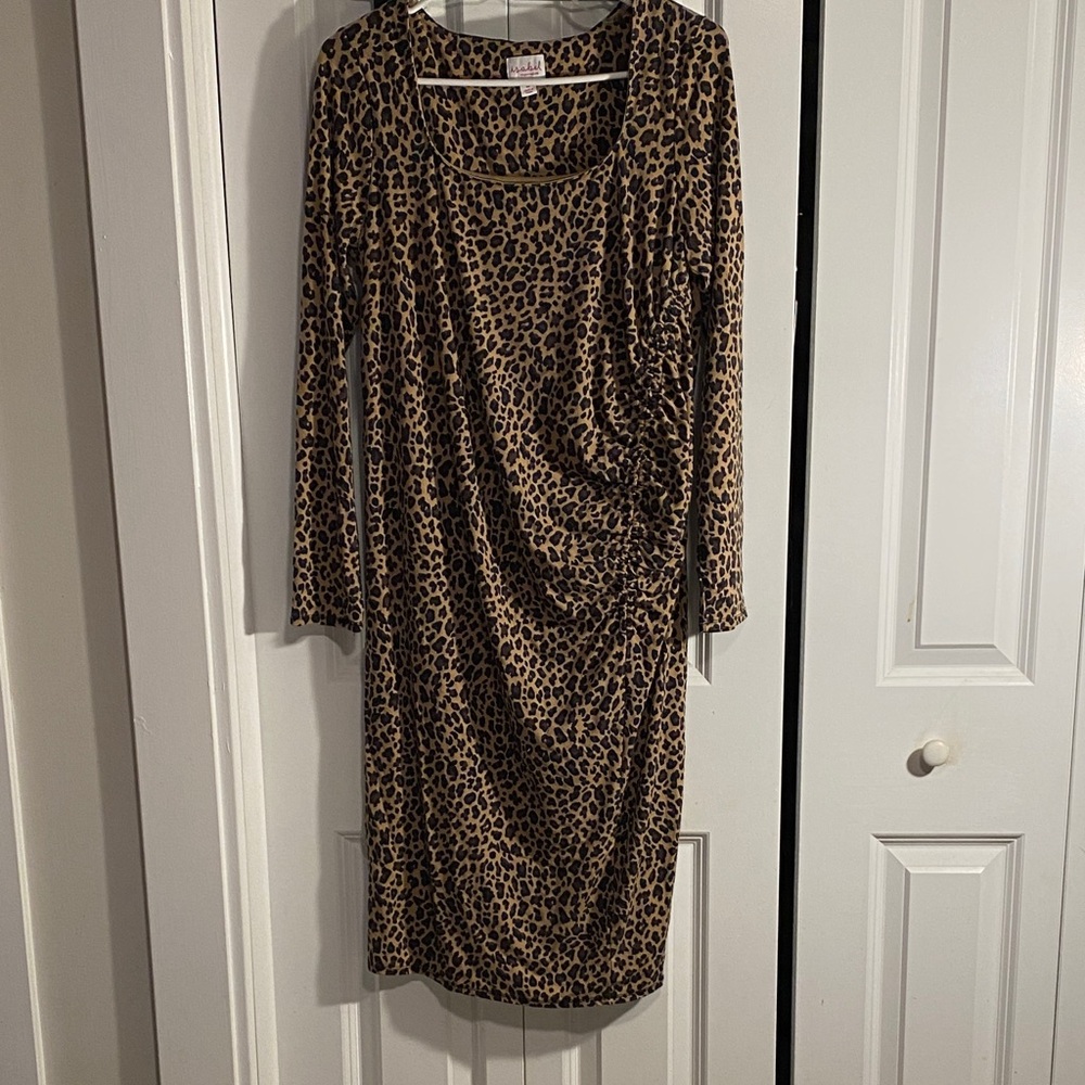 Maternity Leopard Print Long Sleeve Dress